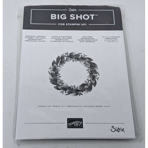 Big Shot Sizzix  Stampin Up Seasonal Wreath Textured Embossing Folder - Picture 1 of 7